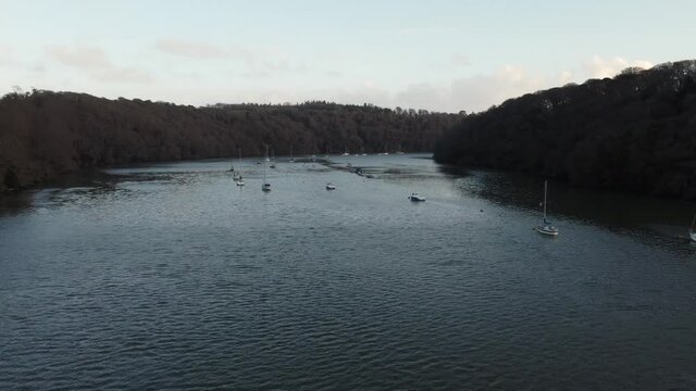 Malpas near the river fal and Truro looking across the boats 
