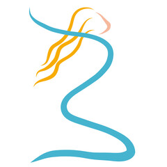 graceful curving girl, sport and beauty, abstract logo