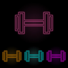 dumbbells color neon set. Simple thin line, outline vector of web icons for ui and ux, website or mobile application