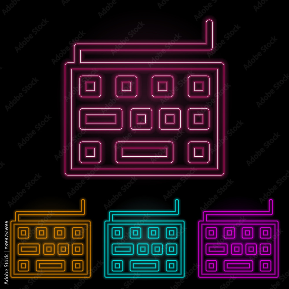Fototapete keyboard color neon set. simple thin line, outline vector of web icons for ui and ux, website or mob