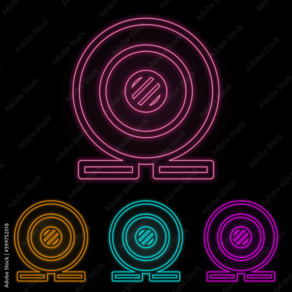 Poster webcam color neon set. simple thin line, outline vector of web icons for ui and ux, website or mobil