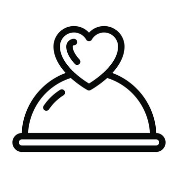 
Heart Cloche, Food Service Solid Icon Design
