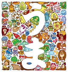 うまの字をもとにした文字イラスト