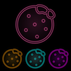 orange color neon set. Simple thin line, outline vector of web icons for ui and ux, website or mobile application