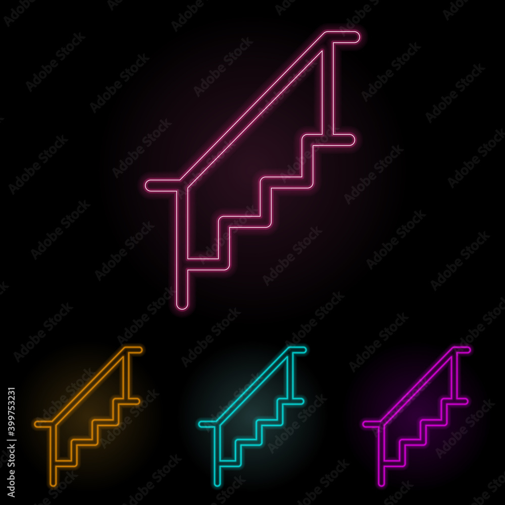 Aufkleber stairs color neon set. simple thin line, outline vector of web icons for ui and ux, website or mobil