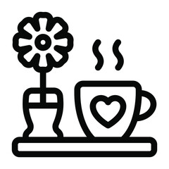 
A cup of hot love tea with floral glass, glyph style 
