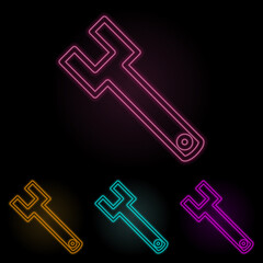 wrench color neon set. Simple thin line, outline vector of web icons for ui and ux, website or mobile application