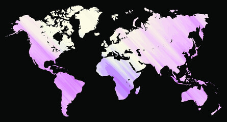 
Colorful vector world map. North and South America, Asia, Europe, Africa, Australia. 
