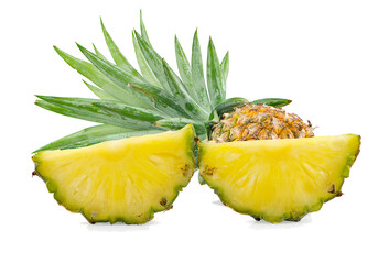 pineapple with slices an isolated on white background.Clipping Path
