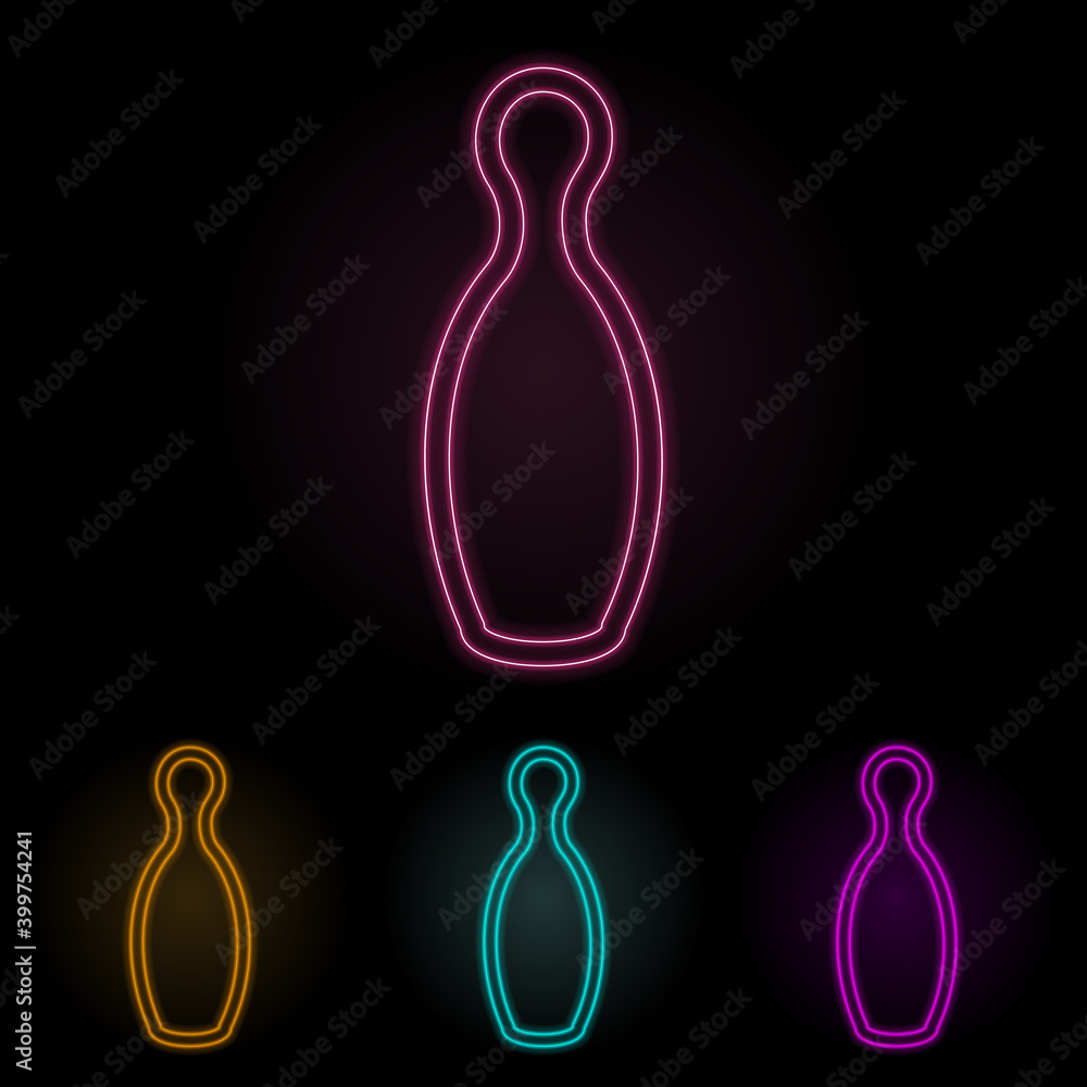 Aufkleber bowling pin color neon set. simple thin line, outline vector of web icons for ui and ux, website or 