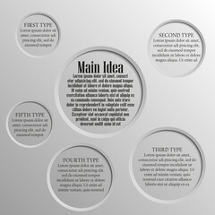 round buttons and text areas in the elevator for a business presentation (info graphics)