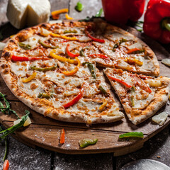 Italian pizza on wooden board