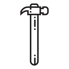 Construction Design Hammer Flat Icon Isolated On White Background