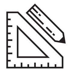 Construction Design Pencil Ruler Flat Icon Isolated On White Background