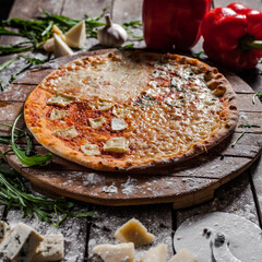 Italian pizza on wooden board