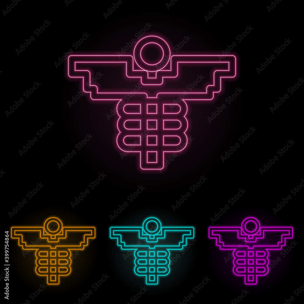 Poster medicine label color neon set. simple thin line, outline vector of web icons for ui and ux, website 
