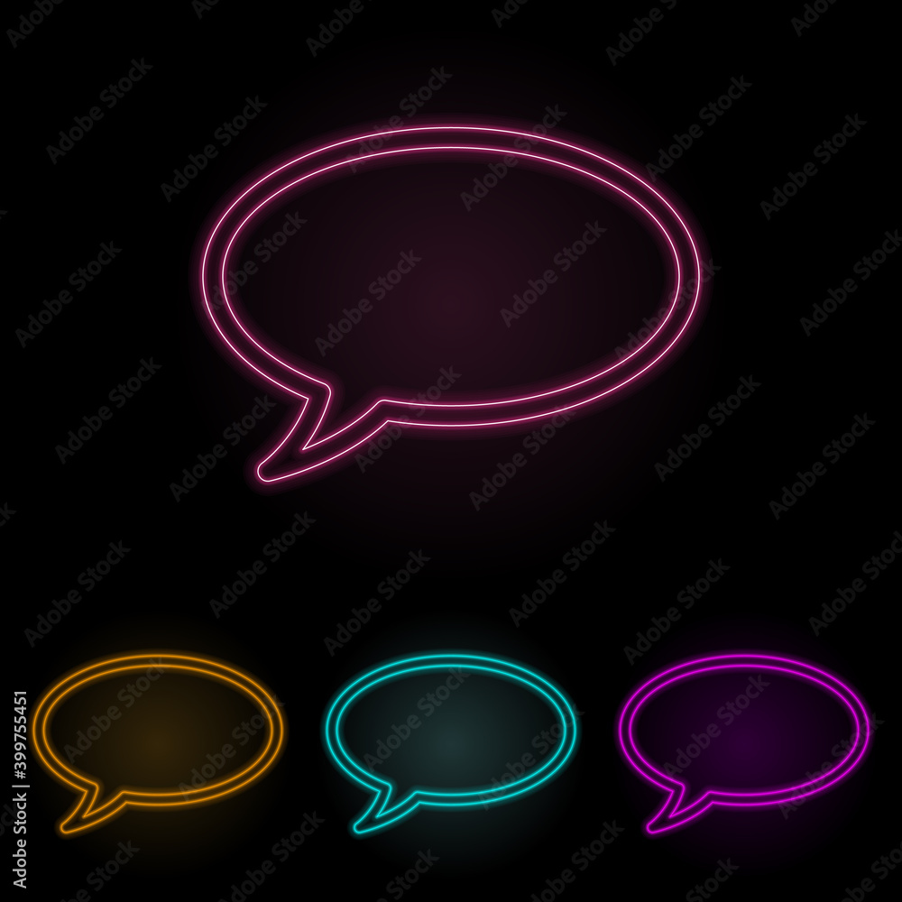 Poster communication bubble color neon set. simple thin line, outline vector of web icons for ui and ux, we