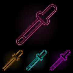 pipette color neon set. Simple thin line, outline vector of web icons for ui and ux, website or mobile application