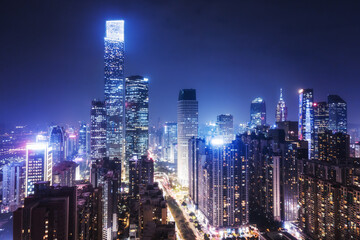 Fototapeta na wymiar Aerial photography of modern Chinese urban architecture landscape night view