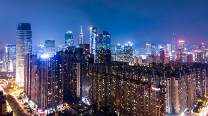 Obraz premium Aerial photography of modern Chinese urban architecture landscape night view