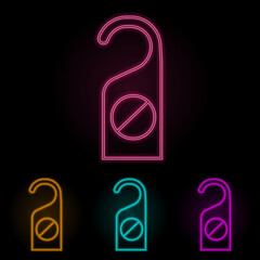 a sign on the hotel door color neon set. Simple thin line, outline vector of web icons for ui and ux, website or mobile application