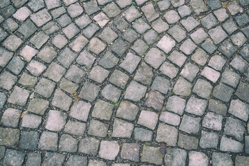 old square of european city is made of gray marble tiles pattern