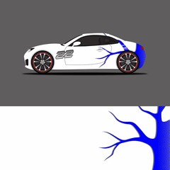 Fototapeta na wymiar Car decal wrap design vector. Graphic abstract stripe racing background kit designs for vehicle race car rally adventure and livery