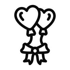 
Solid icon of bow balloons, party decor accessories 
