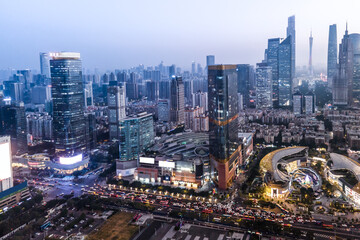 Fototapeta na wymiar Aerial photography of modern Chinese urban architecture landscape night view