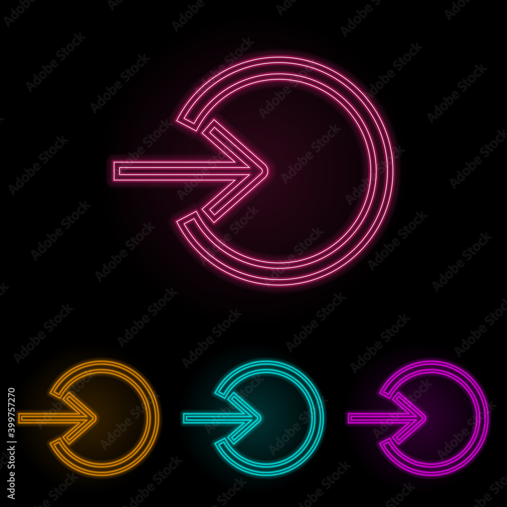 Aufkleber entrance sign color neon set. simple thin line, outline vector of web icons for ui and ux, website o
