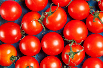 top view fresh tomatoes on dark-blue background photo food vegetable salad color