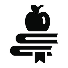 
Healthy knowledge solid icon, apple over books
