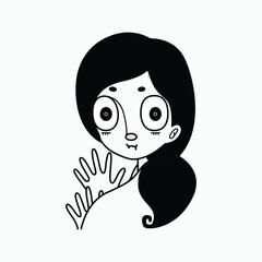 surprised shocked funny girl lady female character illustration