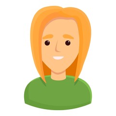 Young girl icon. Cartoon of young girl vector icon for web design isolated on white background