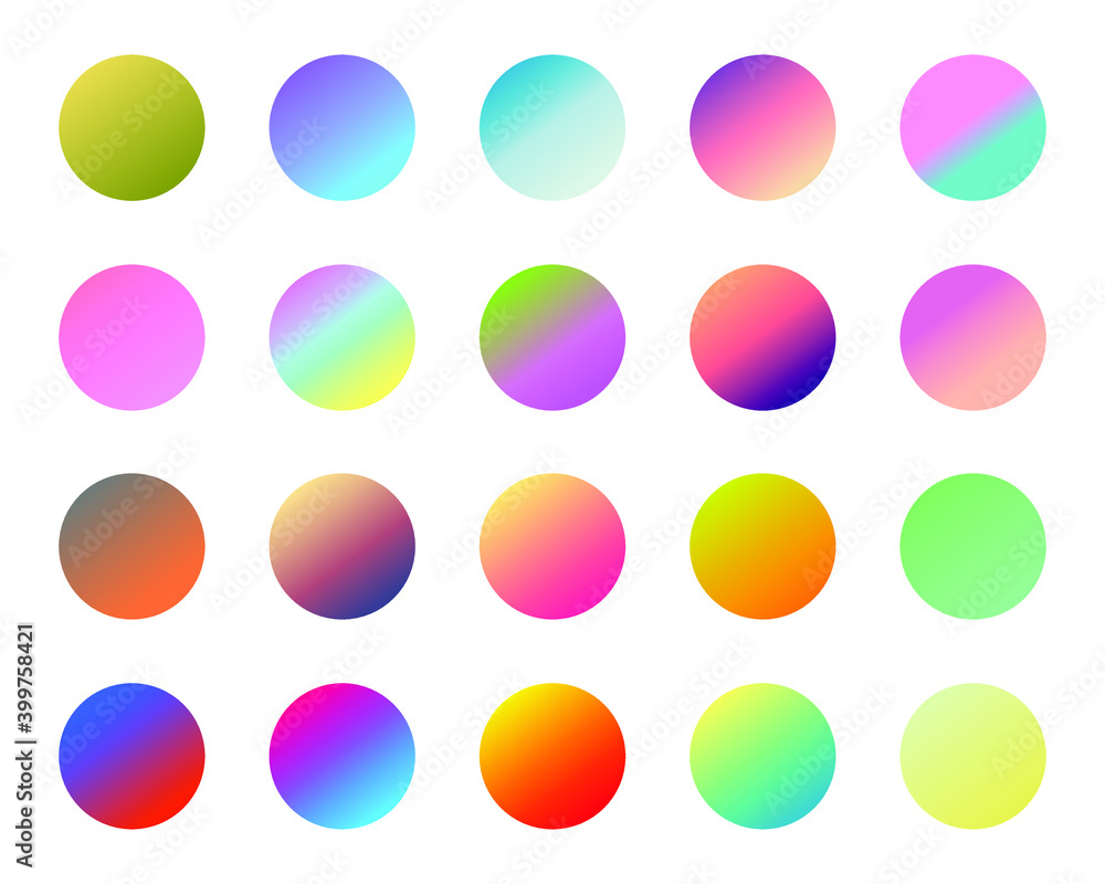 Poster set of round vector gradient. multicolor sphere. modern abstract background texture. template for de