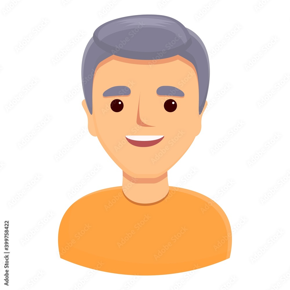 Poster gray haired man icon. cartoon of gray haired man vector icon for web design isolated on white backgr