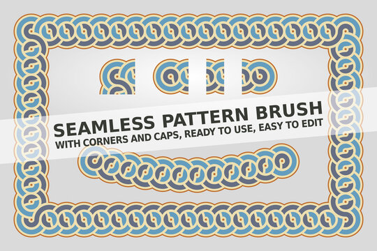 Vintage Circle Geometric Frame Pattern 03 - Ready to use Illustrator brush with corners and caps