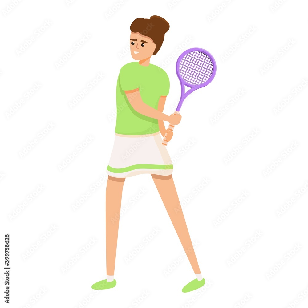 Poster swing tennis racket icon. cartoon of swing tennis racket vector icon for web design isolated on whit