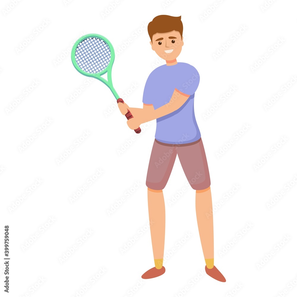 Poster smiling tennis player icon. cartoon of smiling tennis player vector icon for web design isolated on 