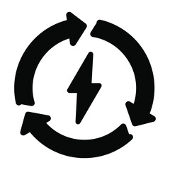 
Energy recycle icon in glyph editable design
