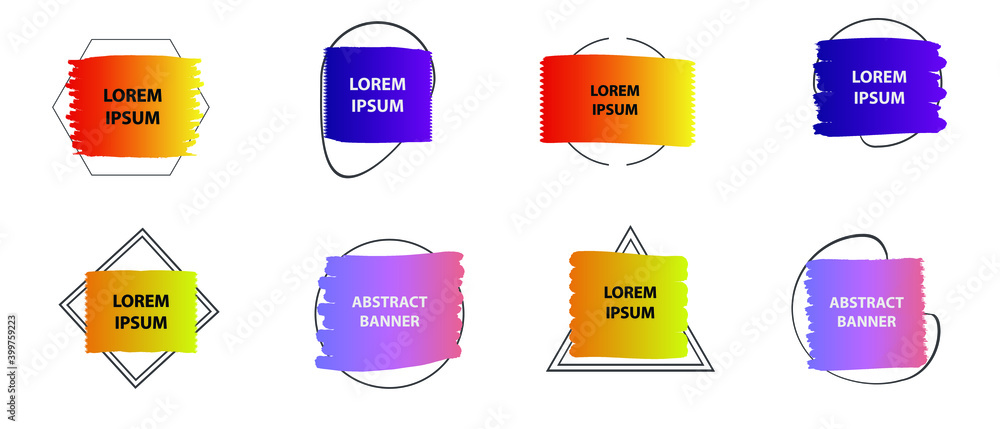 Poster set of modern abstract vector banners. multicolor flat geometric shapes. geometric gradient figures,
