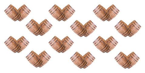 pattern geometric pair of oak barrels oblique v shape on isolated background