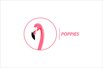 flamingo bird head logo illustration with