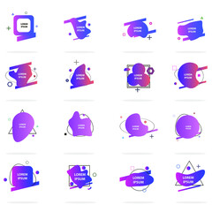 Set of modern abstract vector banners. Multicolor flat geometric shapes. Geometric gradient figures, trendy dynamic elements