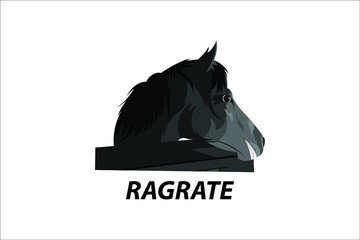 horse head logo illustrator in grayscale style