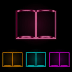 open book color neon set. Simple thin line, outline vector of web icons for ui and ux, website or mobile application