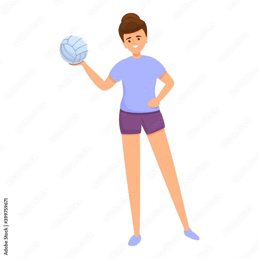 Poster smiling volleyball player icon. cartoon of smiling volleyball player vector icon for web design isol