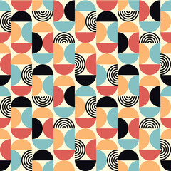 Abstract geometric pattern - seamless retro style print design - simple repeating lines and shapes mosaic background