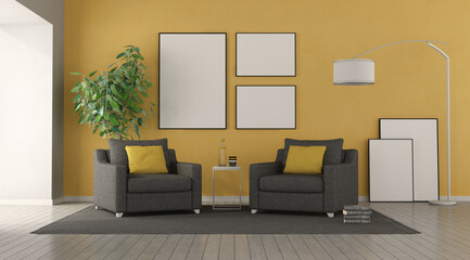 Black armchair in a modern living room