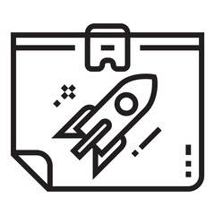 Presentation Business Rocket Growth Flat Icon Isolated On White Background